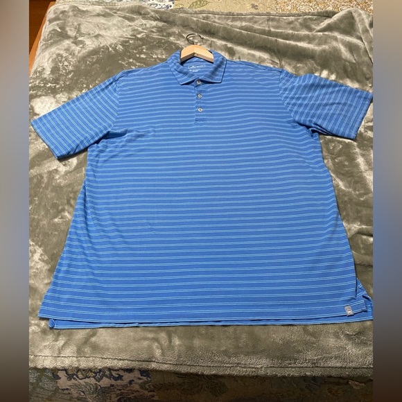 Peter Millar XL  Blue and Light Blue Striped Polo Shirt - Picture 2 of 5